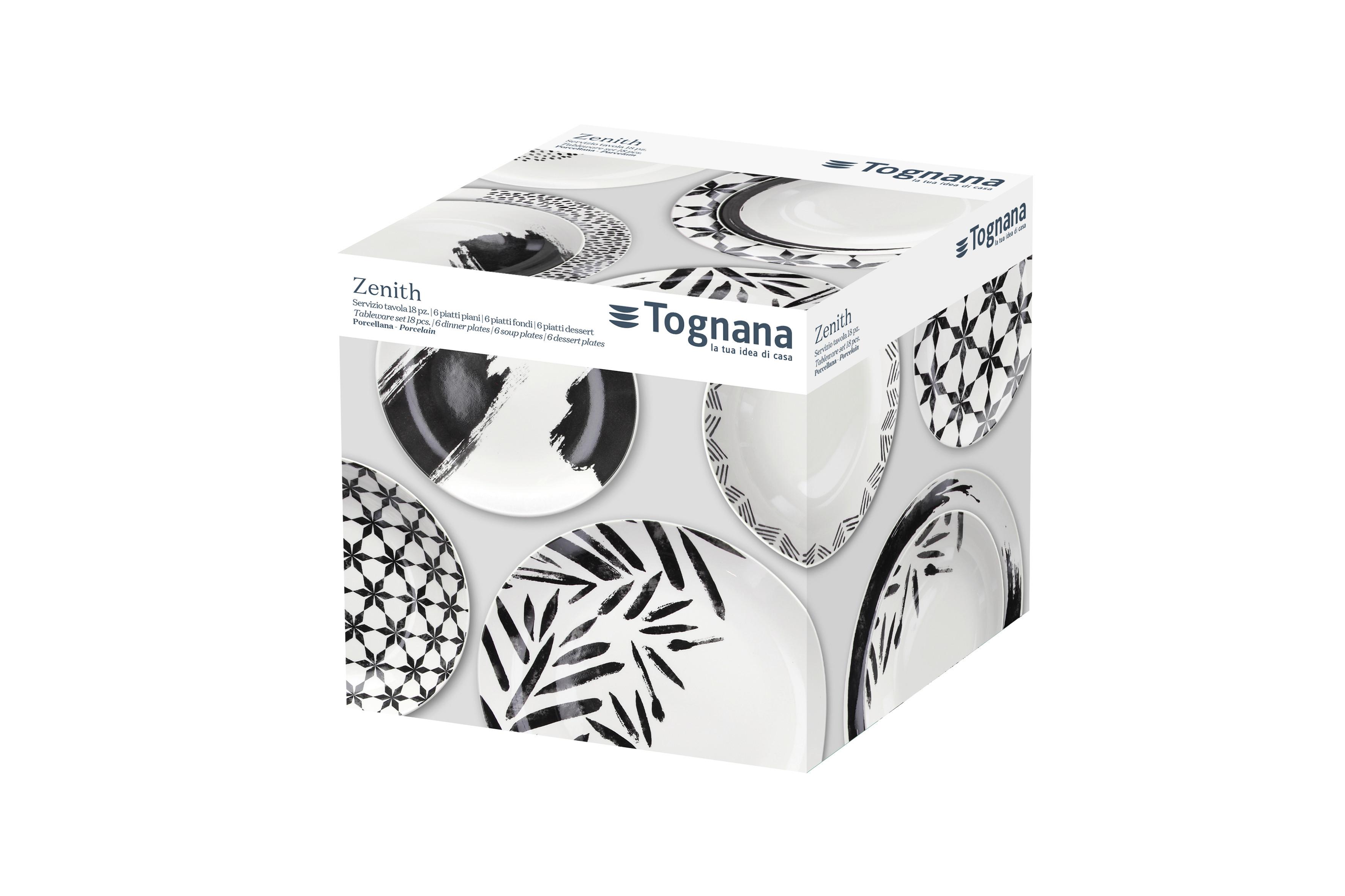 Étkészlet Zenith - fekete/fehér, kerámia (37,5/24,5/29,8cm) - Tognana