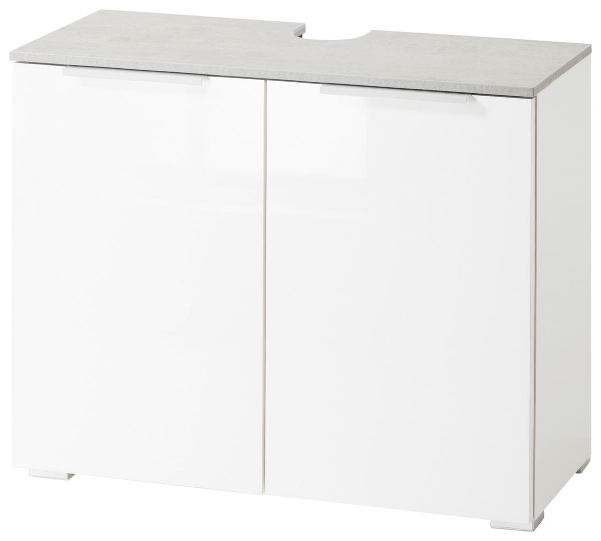 Waschbeckenunterschrank in Weiss - Weiss Hochglanz/Weiss, Modern, Holz/Metall (70/58/35cm) - Mömax
