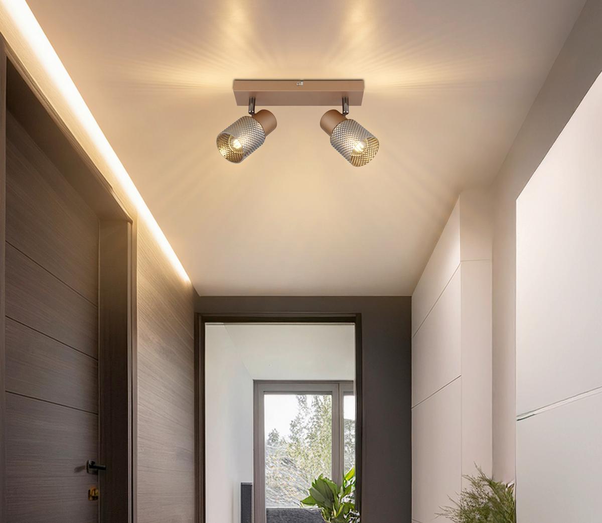 LAMPA SUFITOWA LARISSA - cappuccino, Design, metal/szkło (26/12/12,5cm) - Novel