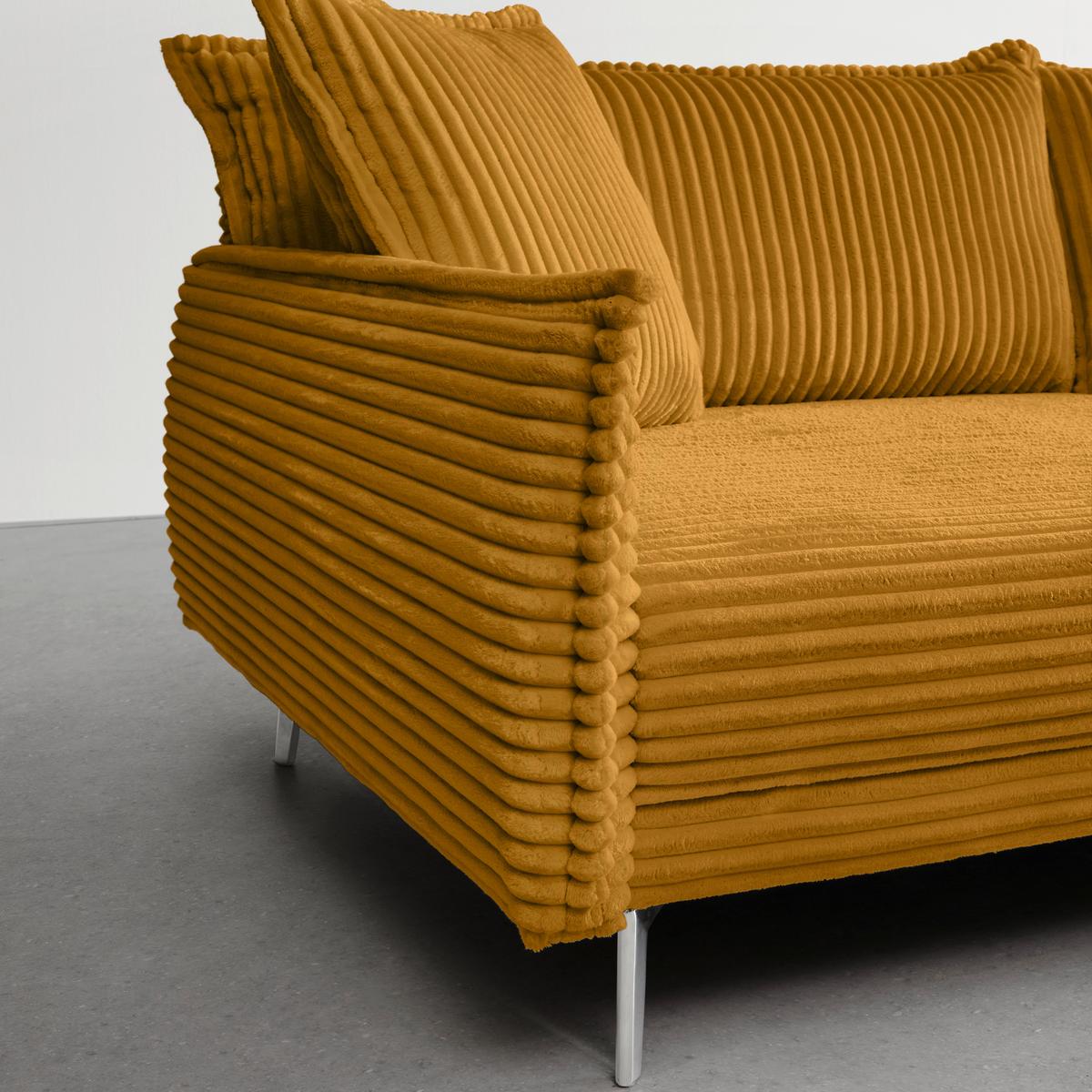 Bigsofa Kiss Senfgelb - Chromfarben/Senfgelb, MODERN, Holz/Metall (241/90/117cm) - Mömax