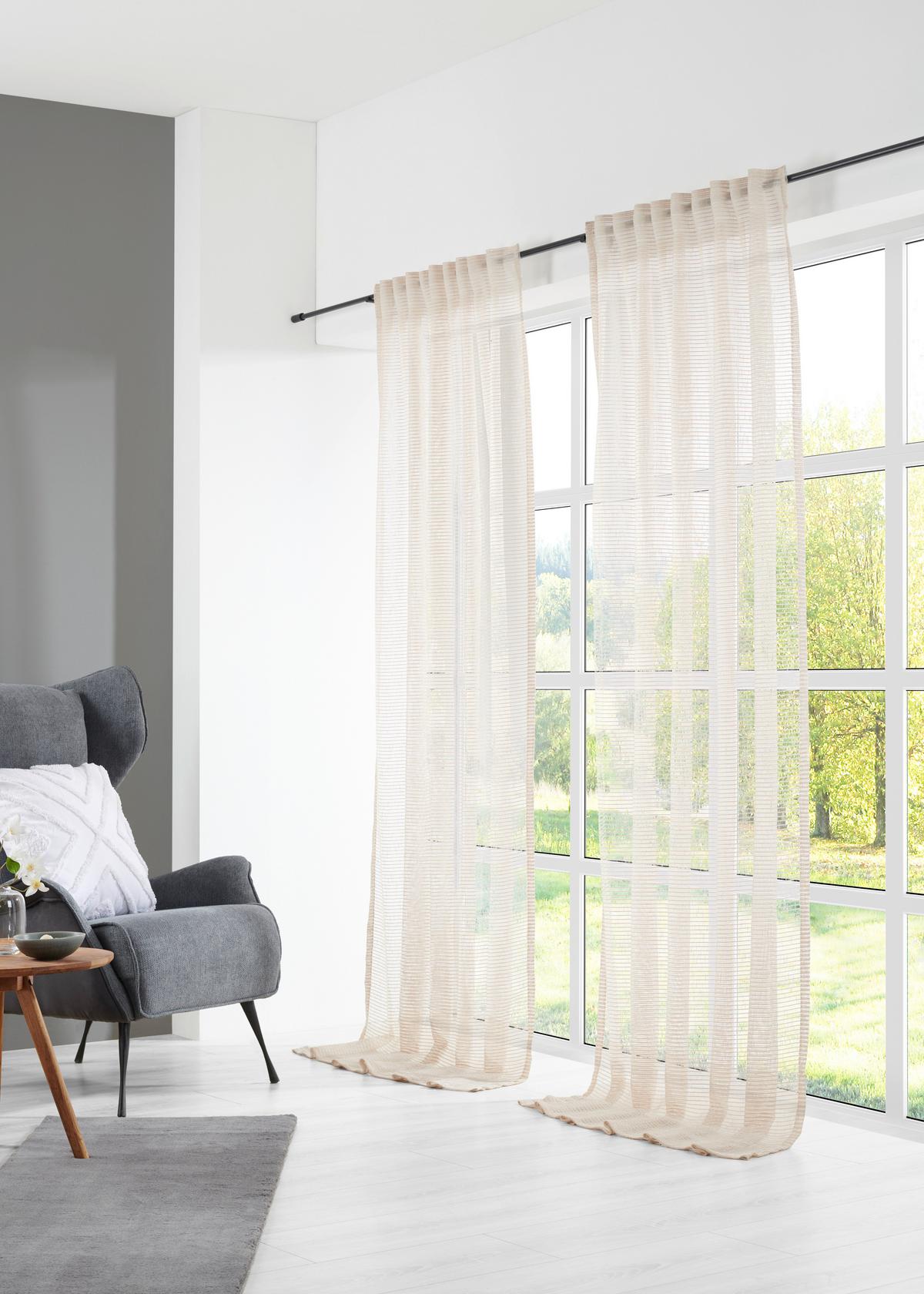 Končana Zavesa Luka - naravne barve, Konvencionalno, tekstil (135/245cm) - Premium Living