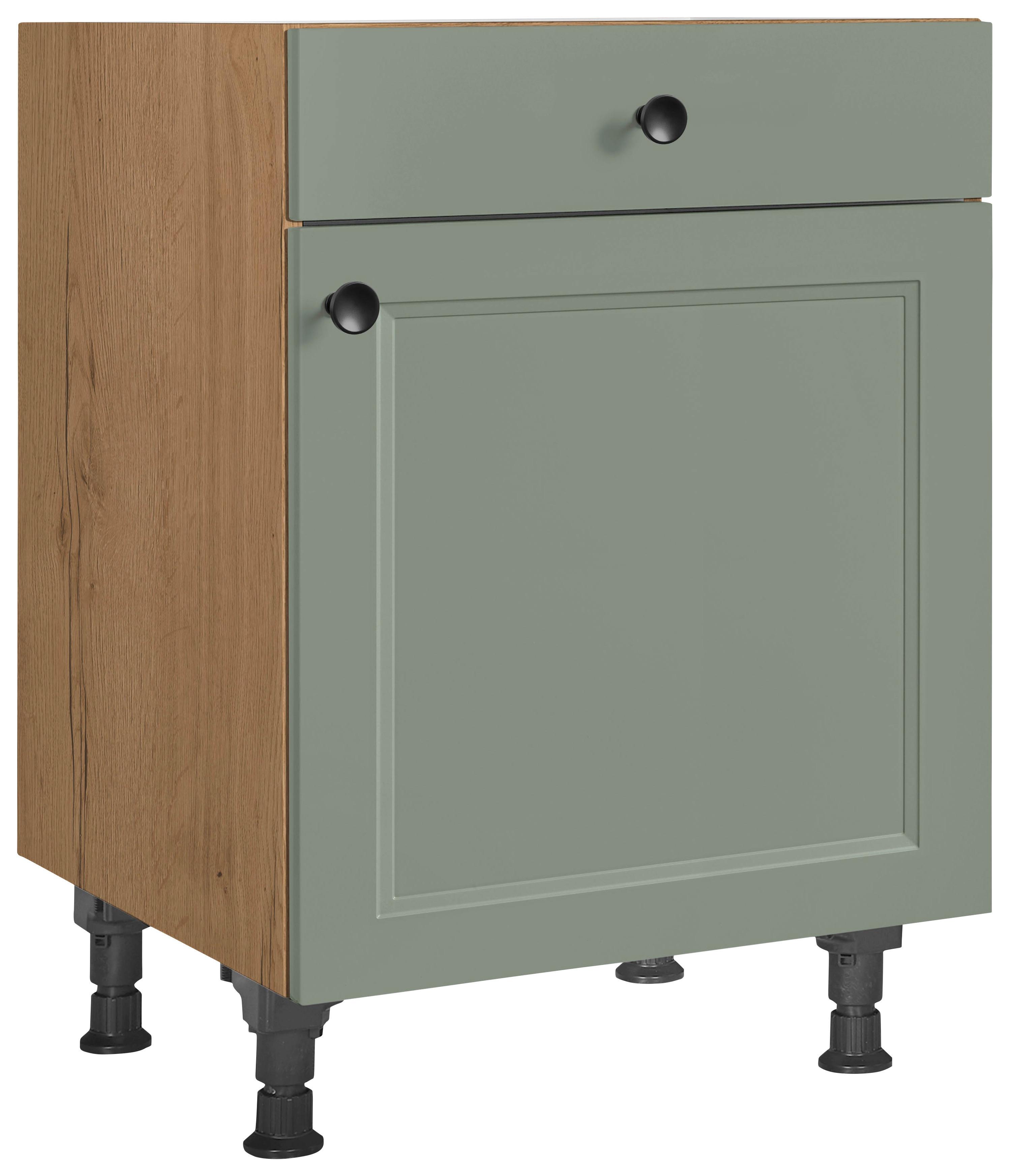 Schubkastenunterschrank Cascada Grün - Eichefarben/Schwarz, MODERN, Holzwerkstoff/Metall (60/87/56cm) - Nobilia