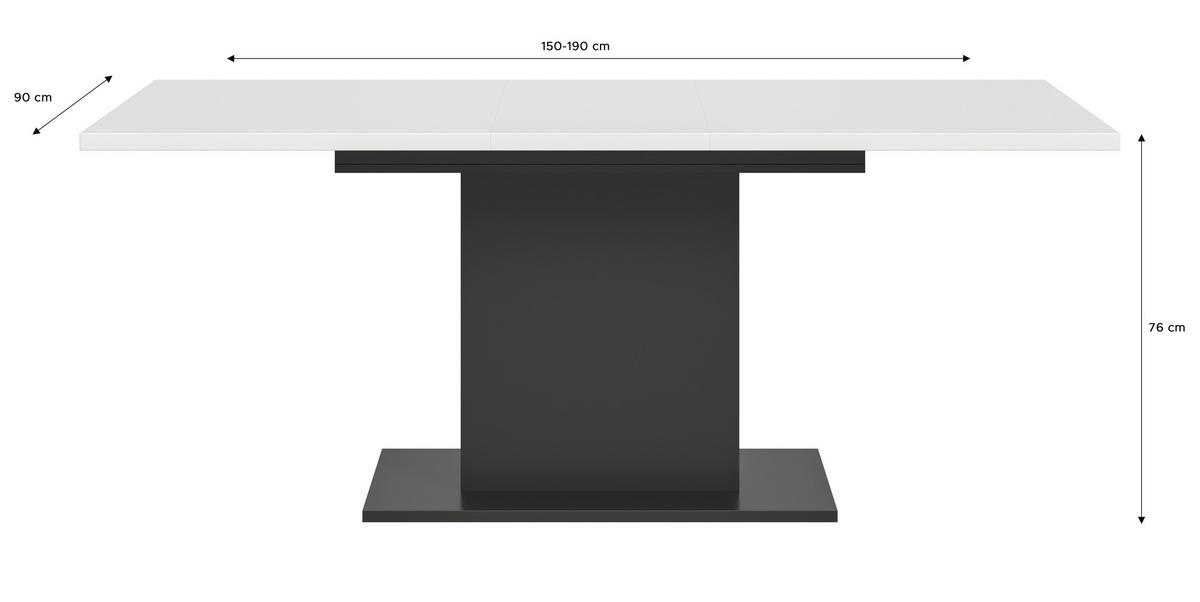 Ausziehtisch Marlon Weiß/Grau ca. 150-190x90x76 cm - Weiß/Grau, KONVENTIONELL, Holzwerkstoff (150-190/76/90cm)