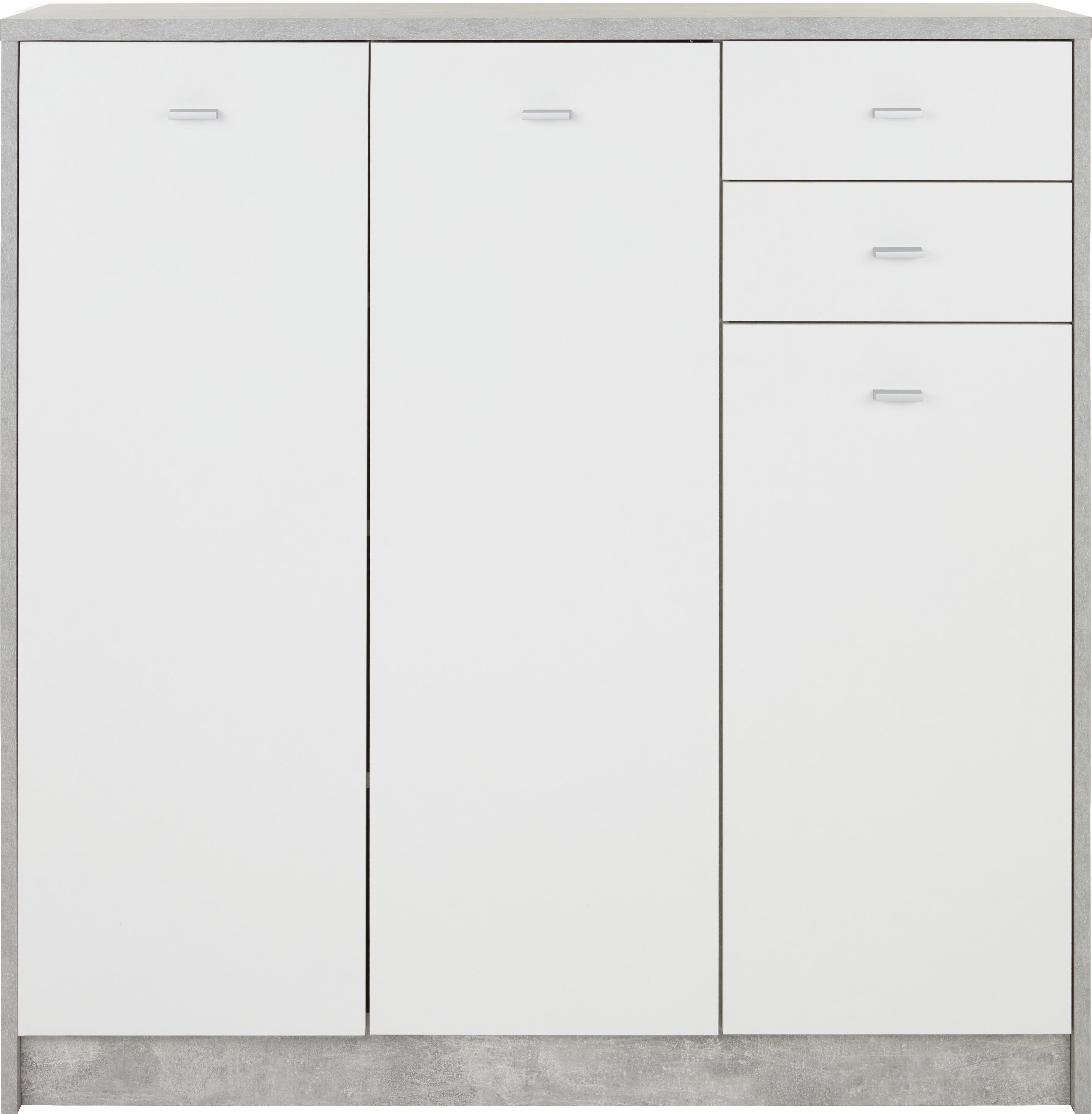 KOMODA 4-YOU NEW YUK09 - chromowy/biały, Modern, materiał drewnopochodny/tworzywo sztuczne (109,1/111,4/34,6cm)