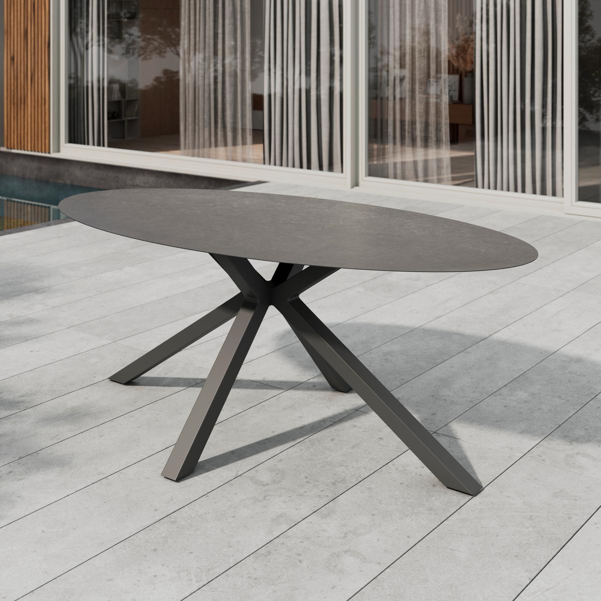 Gartentisch Bari Anthrazit ca. 200x75x100cm - Anthrazit, MODERN, Glas/Metall (200/100/75cm) - Mömax