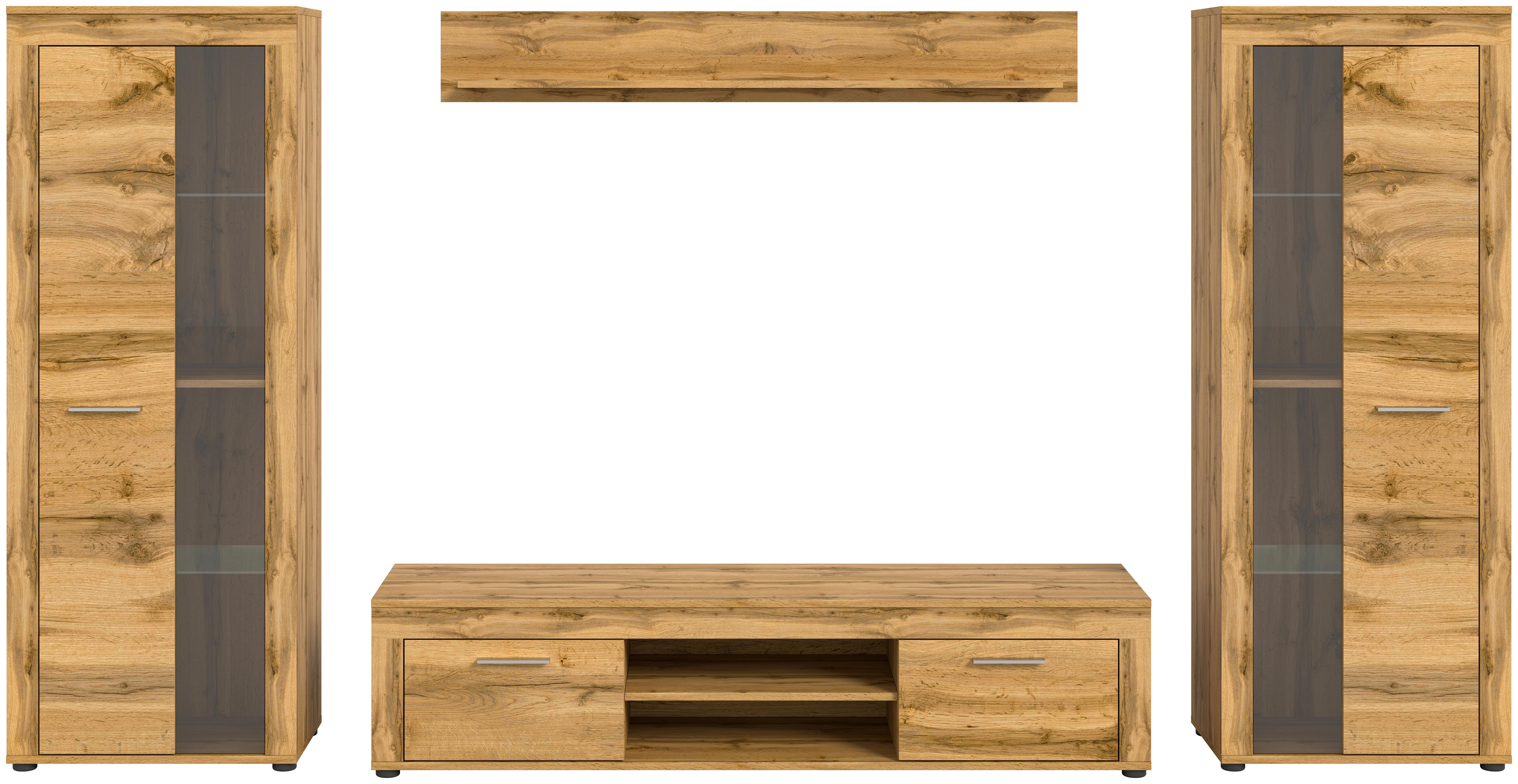 ANSAMBLU MOBILIER CAMERA DE Z JAM - stejar Wotan, Design, sticlă/material pe bază de lemn (310/159/35cm) - Modern Living
