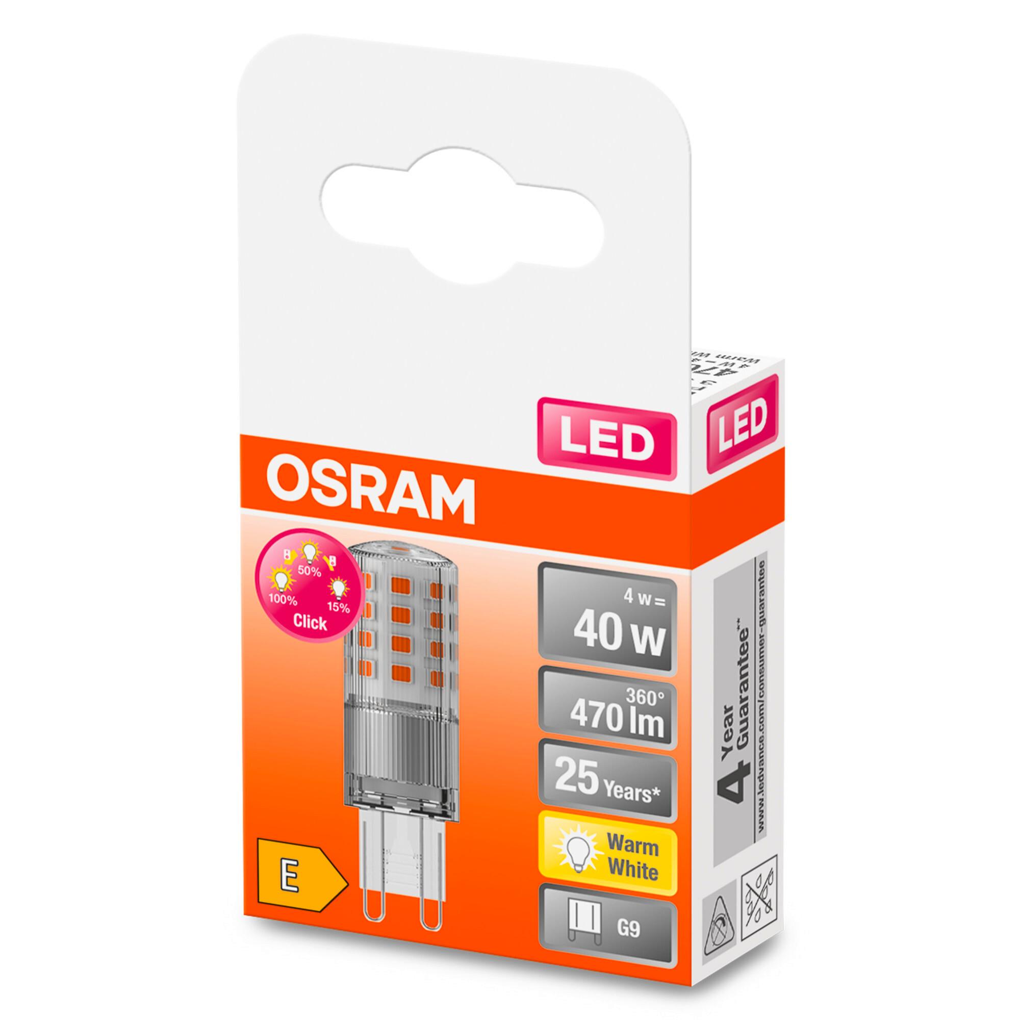ŻARÓWKA LED LED THREE STEP DIM PIN - przejrzysty, Basics, tworzywo sztuczne (1,8/5,9cm) - Osram