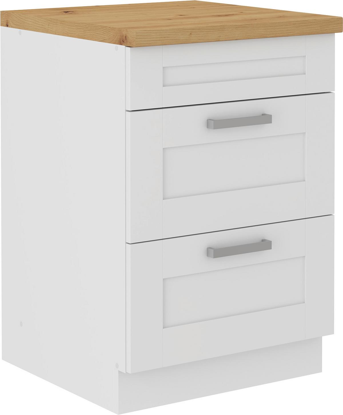 Kuhinjski Donji Element Luisa Usk602a - bijela/srebrne boje, Romantično / ladanjski, drvni materijal/metal (60/86/60cm) - Based