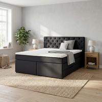 Boxspringbett Chester Schwarz Ca. 160x200cm - Schwarz, Holzwerkstoff/Kunststoff (160/200cm) - Mömax