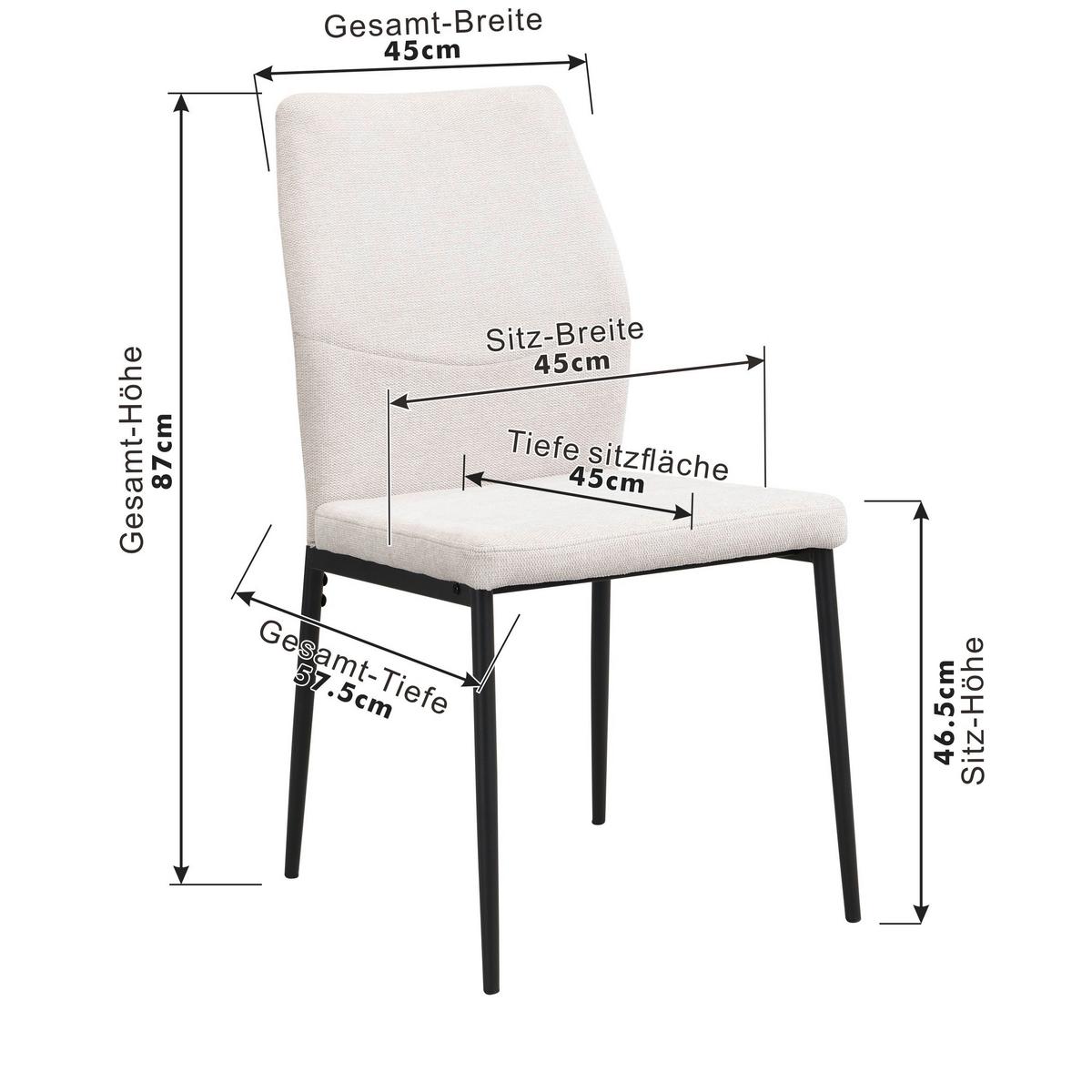Stol Augusta - črna/bež, Moderno, kovina/tekstil (45/87/55cm) - Mömax