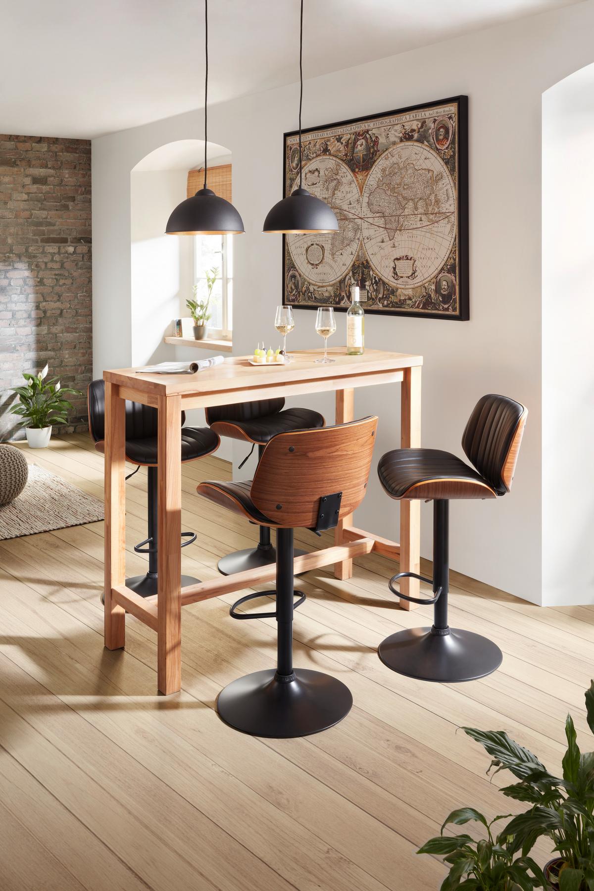 Taburete de bar JEFF - nucă/negru, Lifestyle, lemn/metal (47/87-108/50cm) - Premium Living