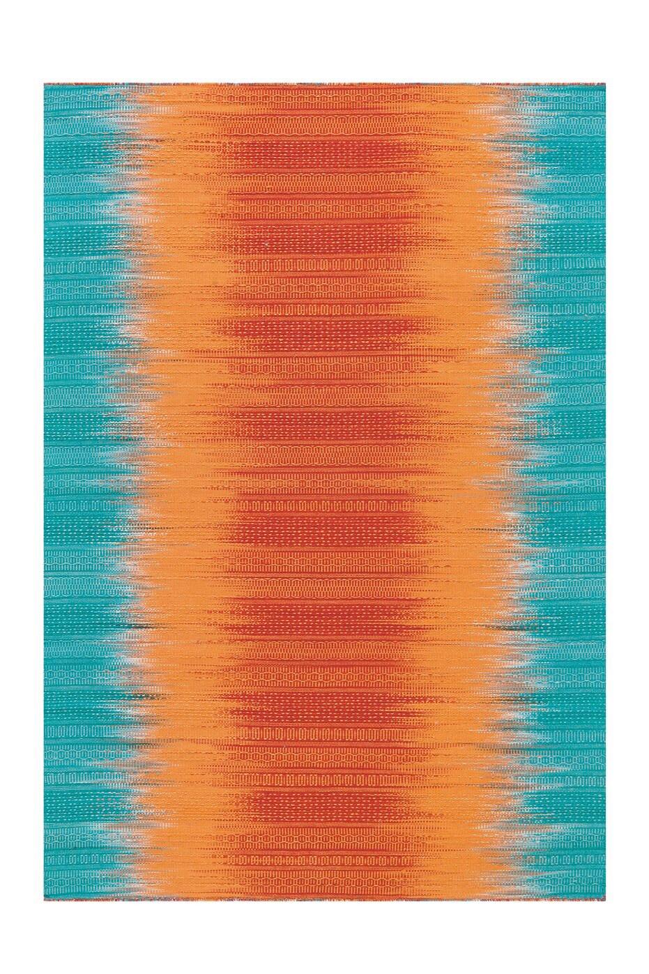 Flachwebeteppich Sunset 8070 Orange/blau 90x160 - Blau/Orange, Basics, Textil (90/160cm) - Kayoom