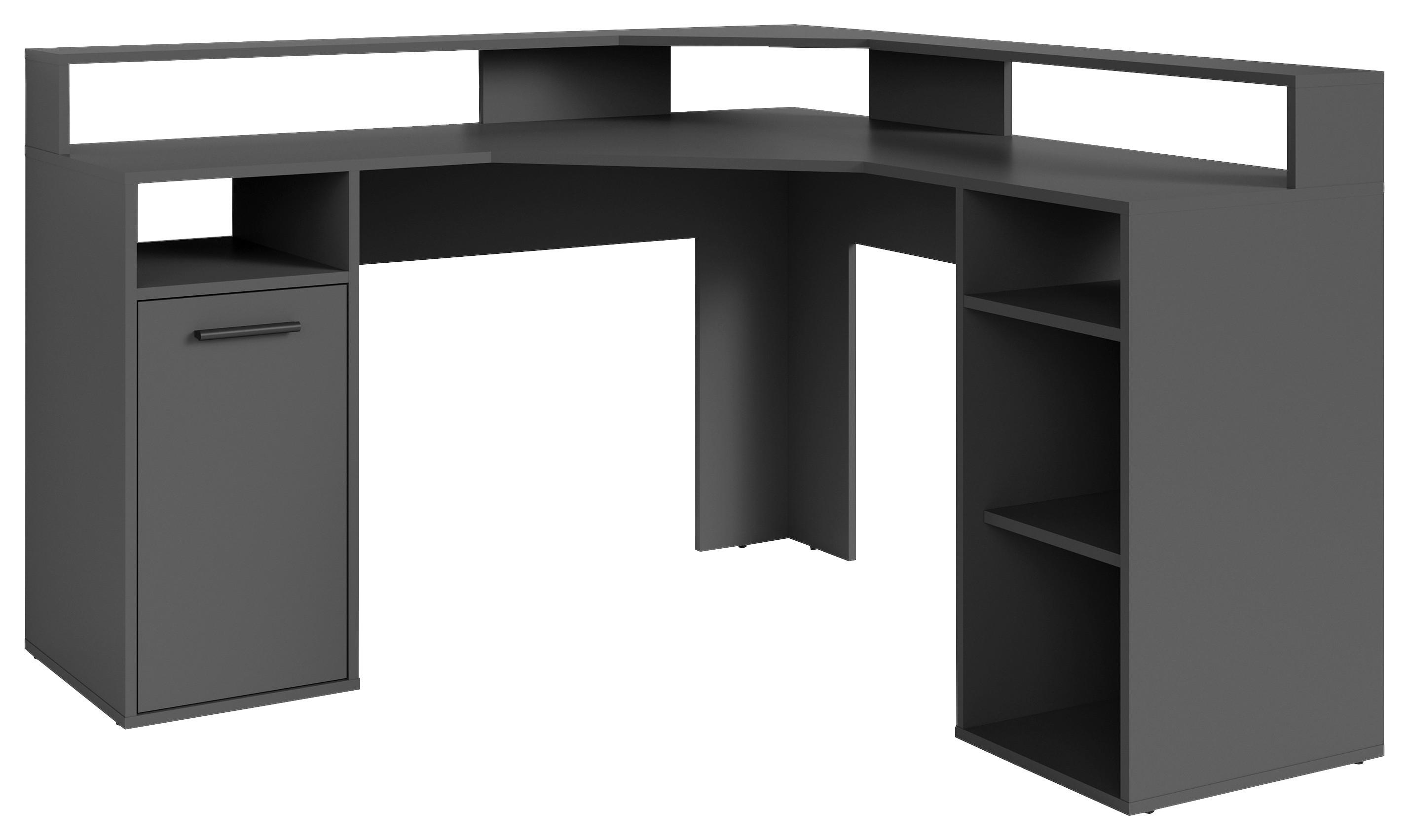 Eckschreibtisch ''Fox'', Anthrazit - Anthrazit/Schwarz, MODERN, Holzwerkstoff/Kunststoff (139/139/90,8cm) - MID.YOU