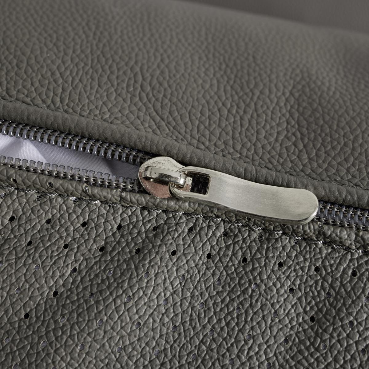 Sofa grau, "Bella", Leder - Schwarz/Grau, Modern, Leder/Holz (157/78/90cm) - Bessagi Home