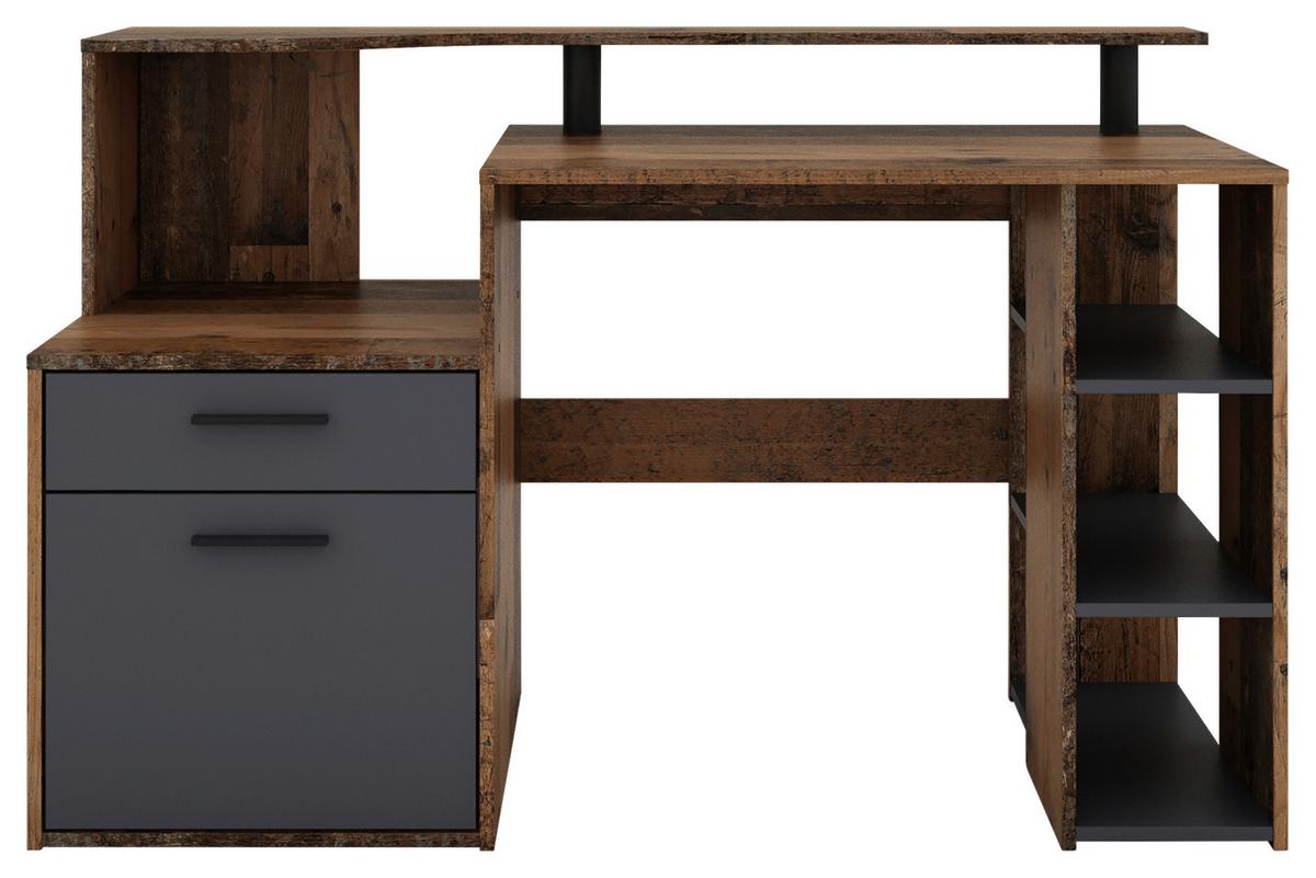 SCHREIBTISCH LOUIS - Alteiche/Anthrazit, MODERN, Holzwerkstoff/Kunststoff (140/55/89cm) - MID.YOU