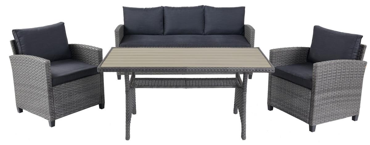 Lounge Garnitura Lisabon, Siva, Rjava, 4-Delni Set - siva/rjava, Moderno, kovina/umetna masa - Modern Living