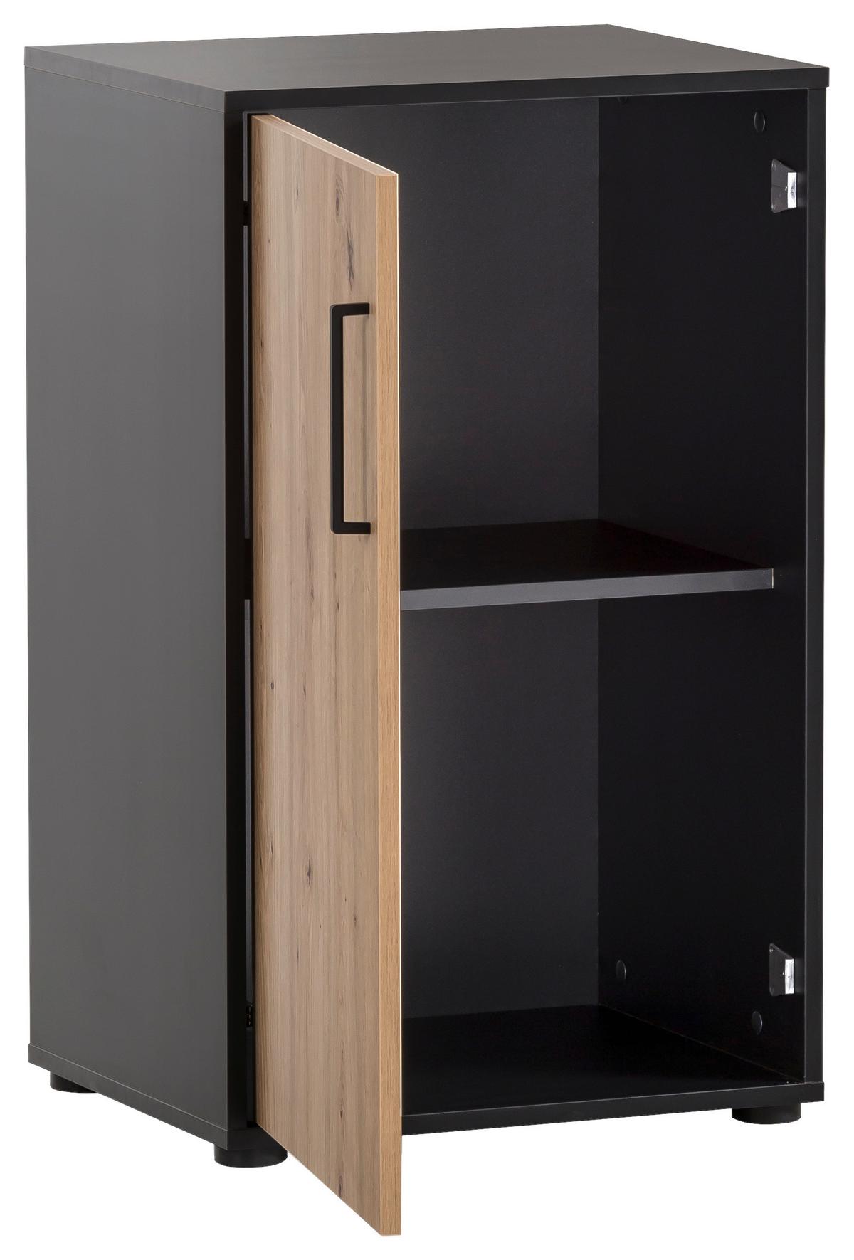 Aktenschrank Aino Schwarz/Eiche Artisan - Schwarz/Eiche Artisan, MODERN, Holzwerkstoff (50,95/83,6/41cm) - MID.YOU