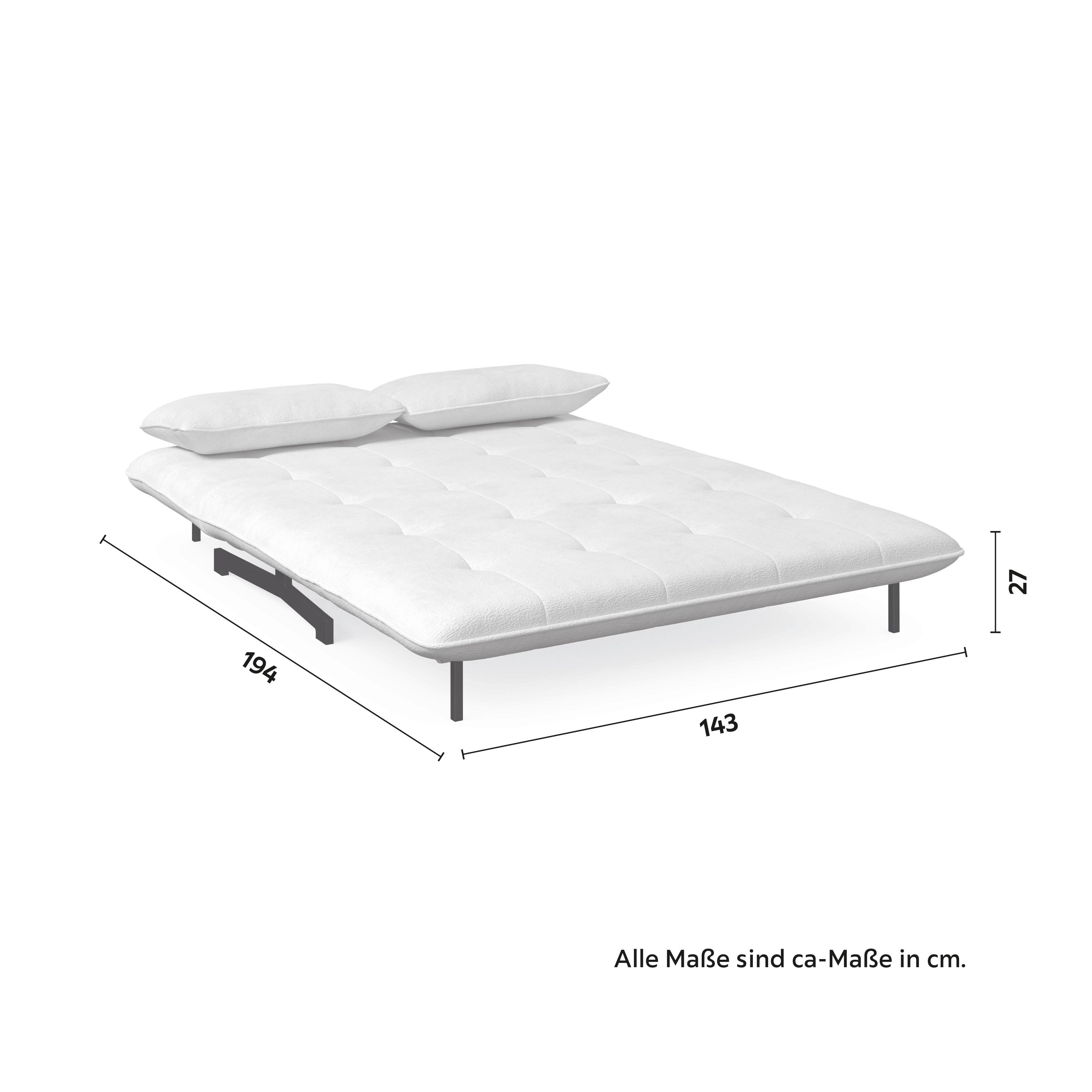 BÄDDSOFFA LUNA - vit/svart, Modern, metall/textil (143/84/81cm) - Bessagi Home