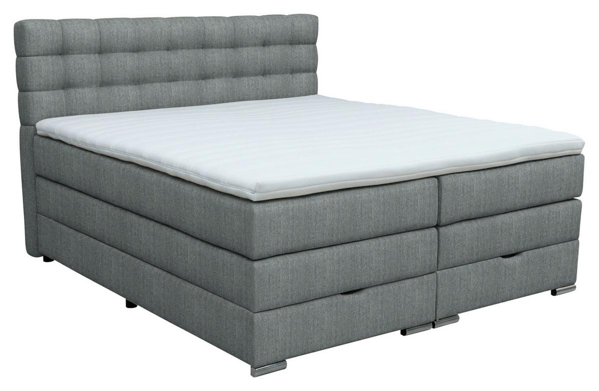 Boxspringbett London Dunkelgrau ca. 160x200cm - Chromfarben/Dunkelgrau, MODERN, Holz/Holzwerkstoff (160/200cm) - Premium Living