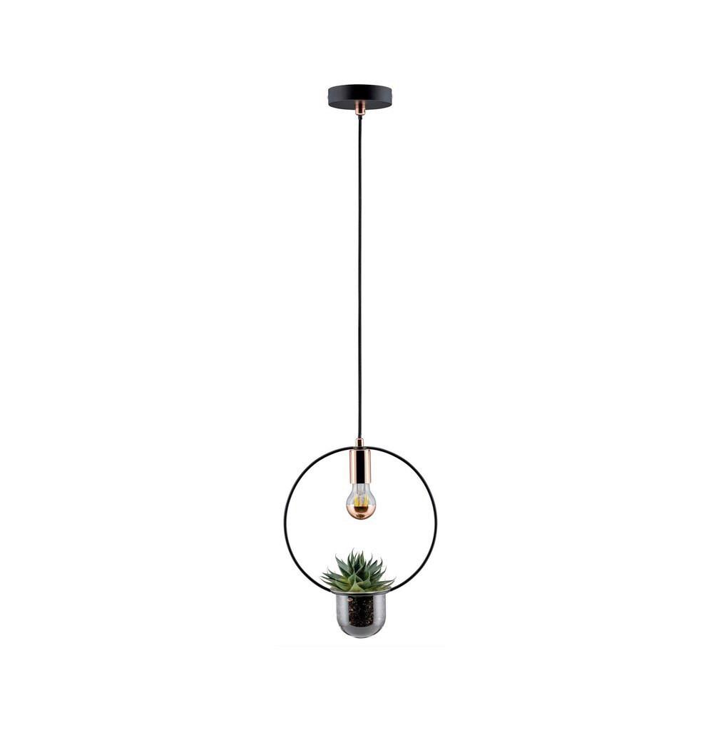 Hängeleuchte Noerdic Tasja max. 20 Watt - Schwarz/Kupferfarben, Design, Glas/Metall (30cm) - Paulmann