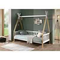 Hausbett "Tipi" 90x200 cm, weiß/kiefer - Weiß/Kieferfarben, MODERN, Holz (90/200cm) - Vipack