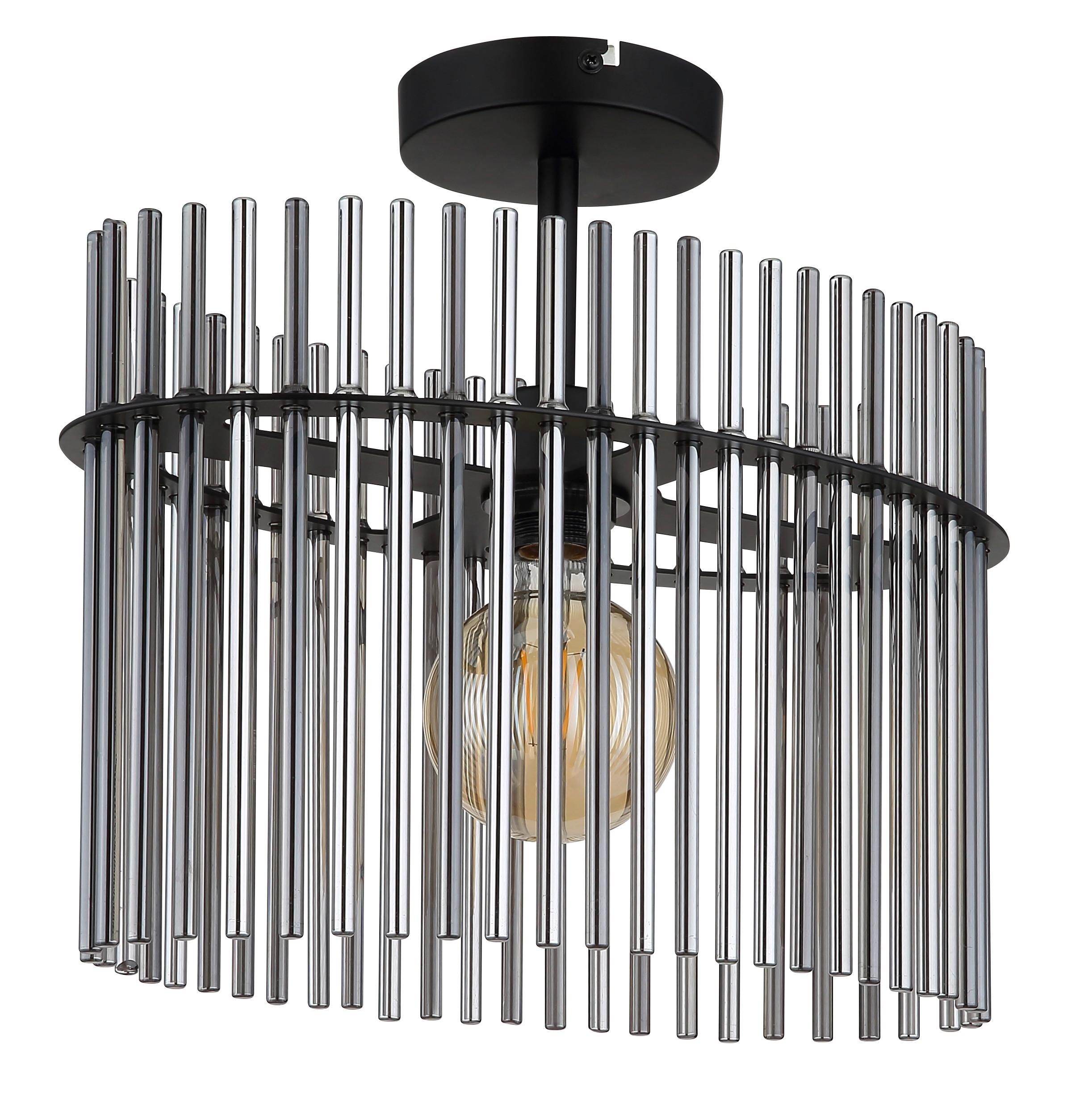 DECKENLEUCHTE 15698D2 GORLEY - Schwarz/Grau, Konventionell, Glas/Metall (40/22/34cm) - Globo