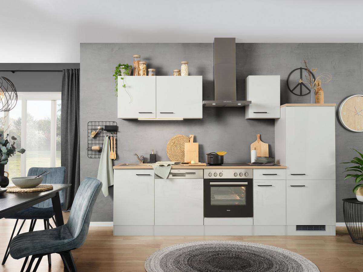 Küchenblock Levi Hellgrau - Hellgrau/Schwarz, MODERN, Holzwerkstoff (270cm) - FlexWell