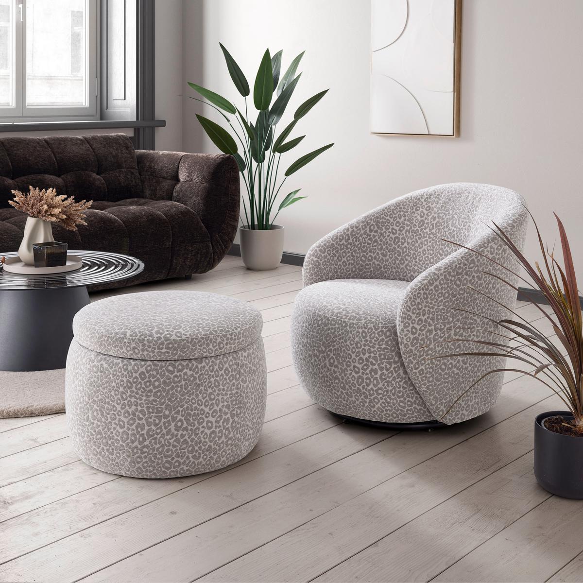 Designsessel Baca Beige/Schwarz drehbar - Beige/Schwarz, LIFESTYLE, Holz/Textil (73/73/78cm) - Mömax