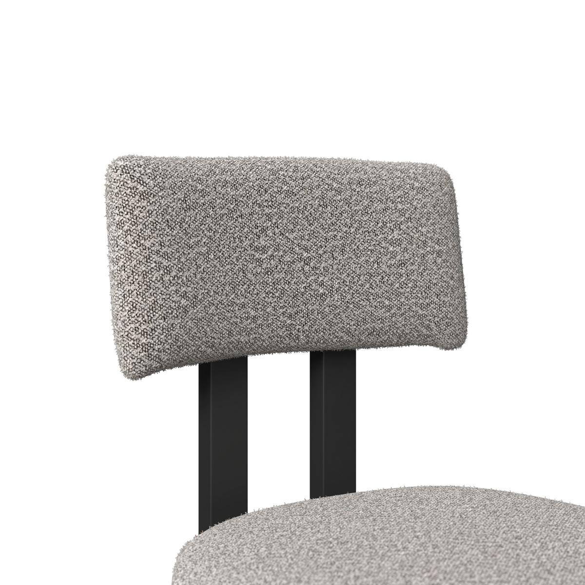 Barhocker Jonna Hellgrau Bouclé Gepolstert - Hellgrau/Schwarz, MODERN, Holz/Textil (51/102/54cm) - Bessagi Home