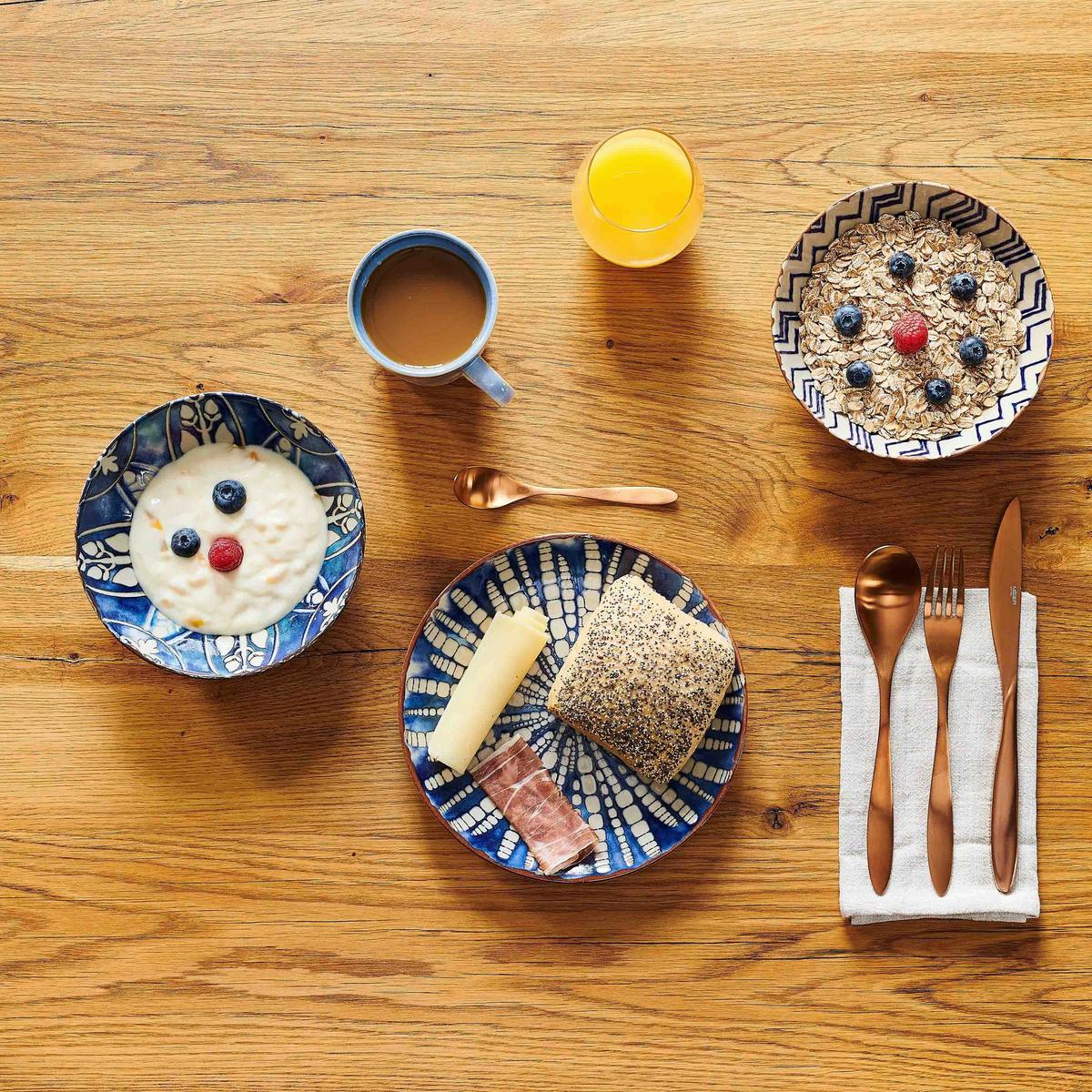 SALATSET 934018, BUNT, POSTSICHER - Blau/Weiss, Basics (36,5/36,5/31,5cm) - Mäser