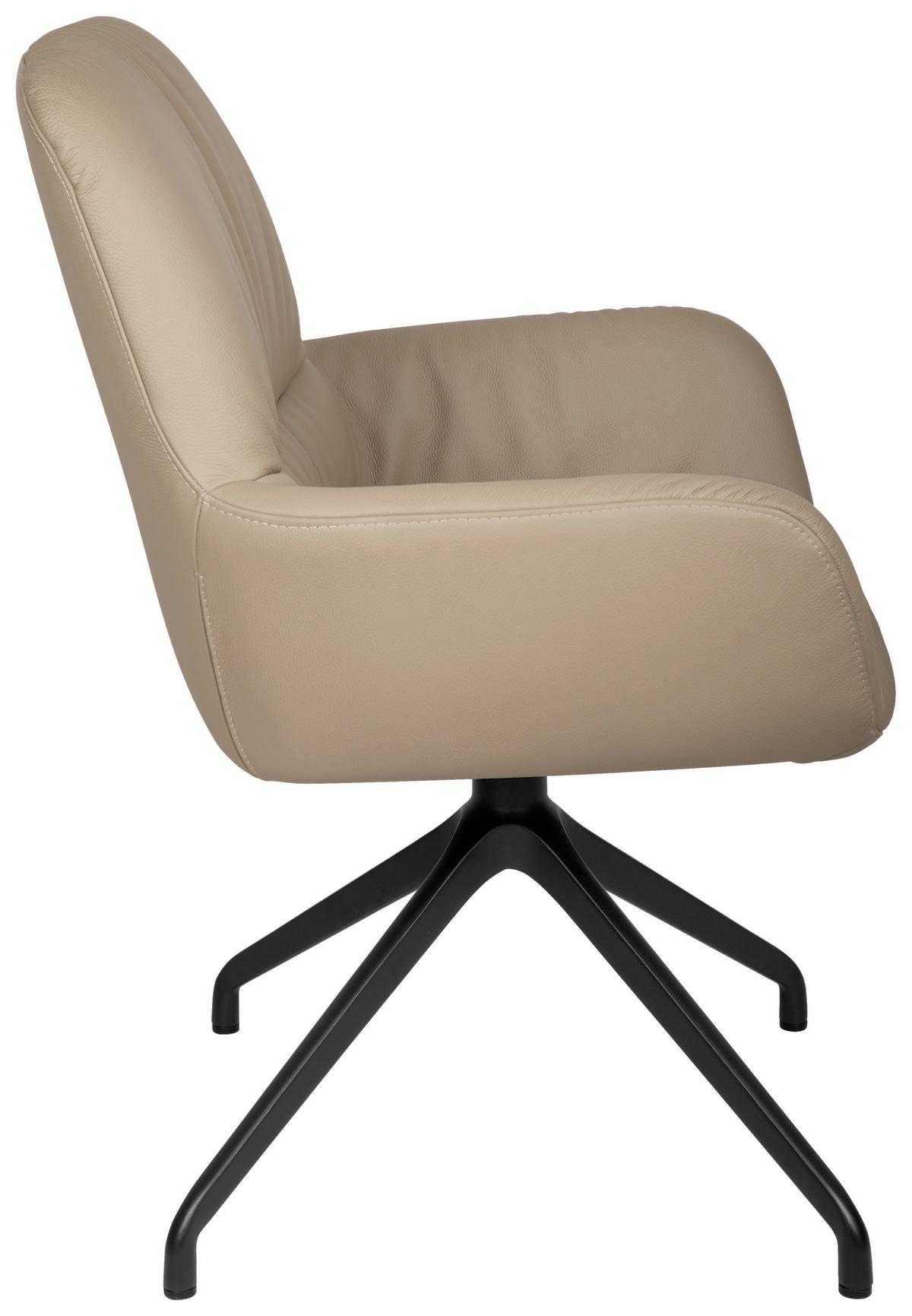 KRZESŁO Z PODŁOKIETNIKAMI MILES -EXKLUSIV- - czarny/taupe, Design, skóra/metal (64/89/65cm) - Dieter Knoll