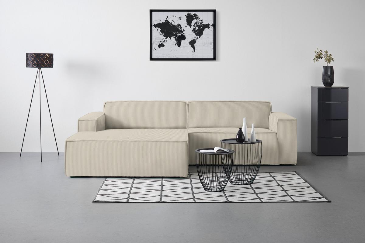 Wohnlandschaft Loft Beige - Beige/Schwarz, MODERN, Textil/Metall (172/75/265cm) - Mömax