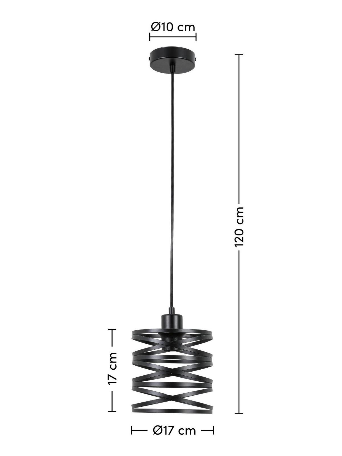 Hängeleuchte Esila Schwarz max. 40 Watt - Schwarz, MODERN, Kunststoff/Metall (17/120cm) - Mömax