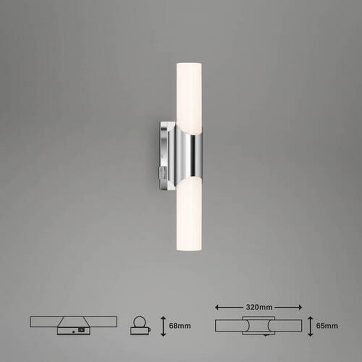 KINKIET ŁAZIENKOWY 2111-018 KLAK - kolor chromowy, Konventionell, tworzywo sztuczne/metal (32/6,5cm) - Briloner
