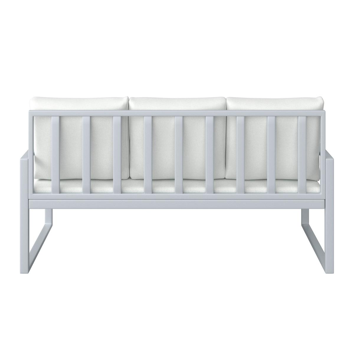 Loungegarnitur Ariella Hellgrau Outdoorstoff/Metall - Hellgrau/Akaziefarben, MODERN, Holz/Textil (160/88/65cm) - Bessagi Garden