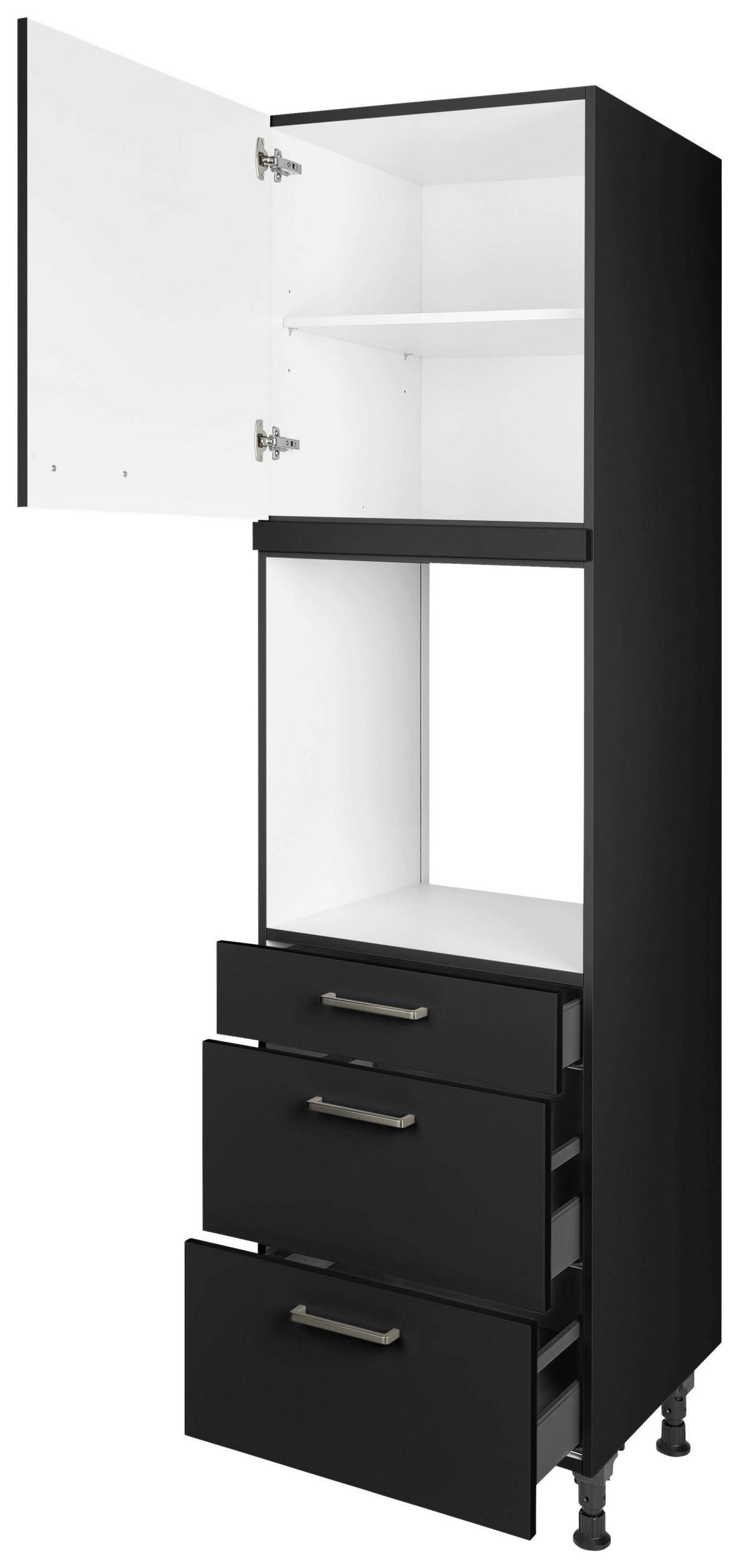 Geräteumbauschrank Touch Schwarz - Edelstahlfarben/Schwarz, MODERN, Holzwerkstoff/Metall (60/216,6/58cm) - Nobilia