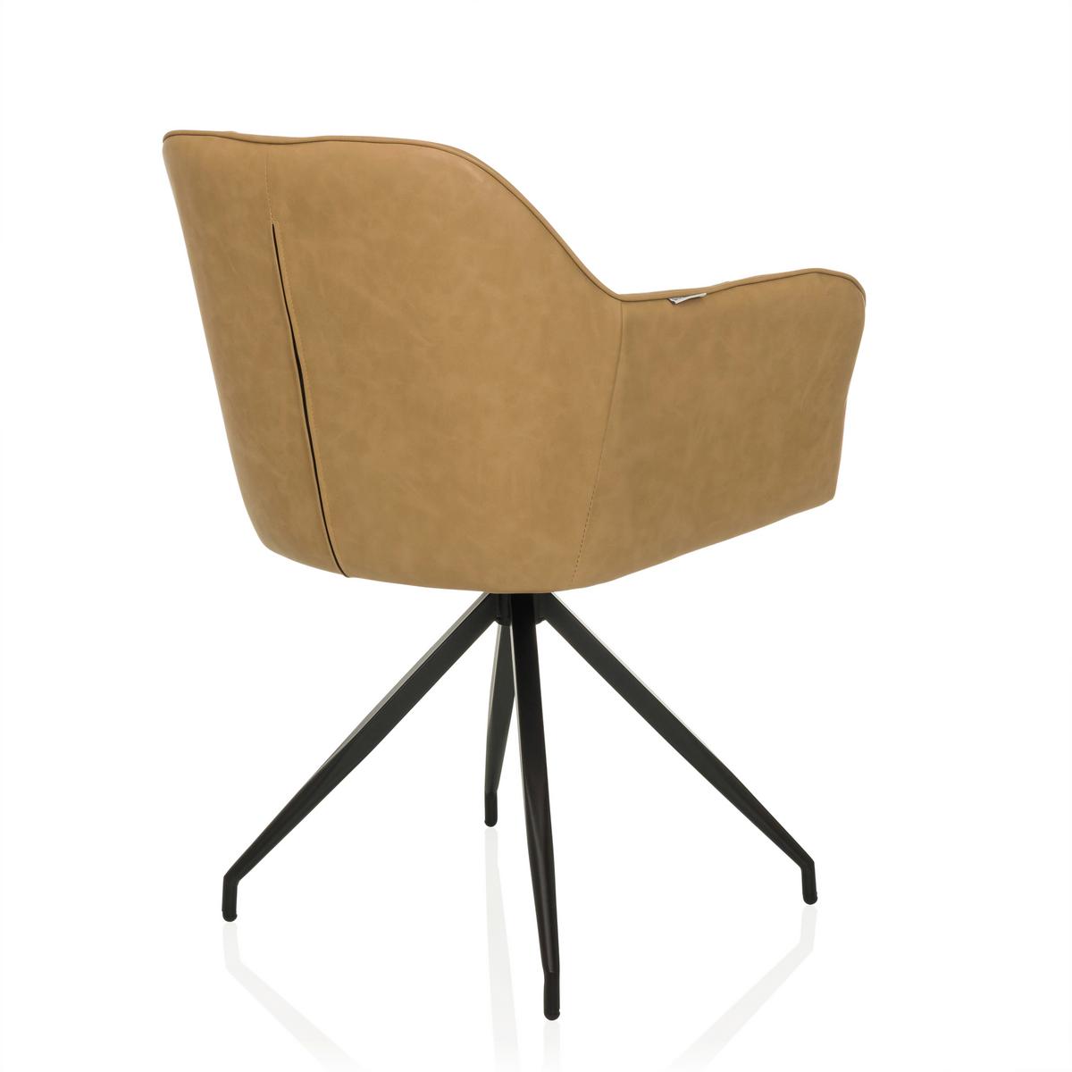 Naslanjač Elverum Spu, Barva Konjaka - črna/barve konjaka, Moderno, kovina/usnje (61/90/56cm) - MID.YOU