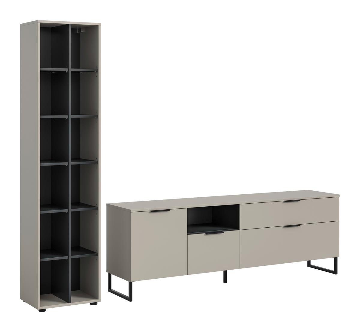 Dnevni Regal Noida, Kašmir, Črna, 2-Delni - kašmir/črna, Design, kovina/umetna masa (245/192/41cm) - Livetastic