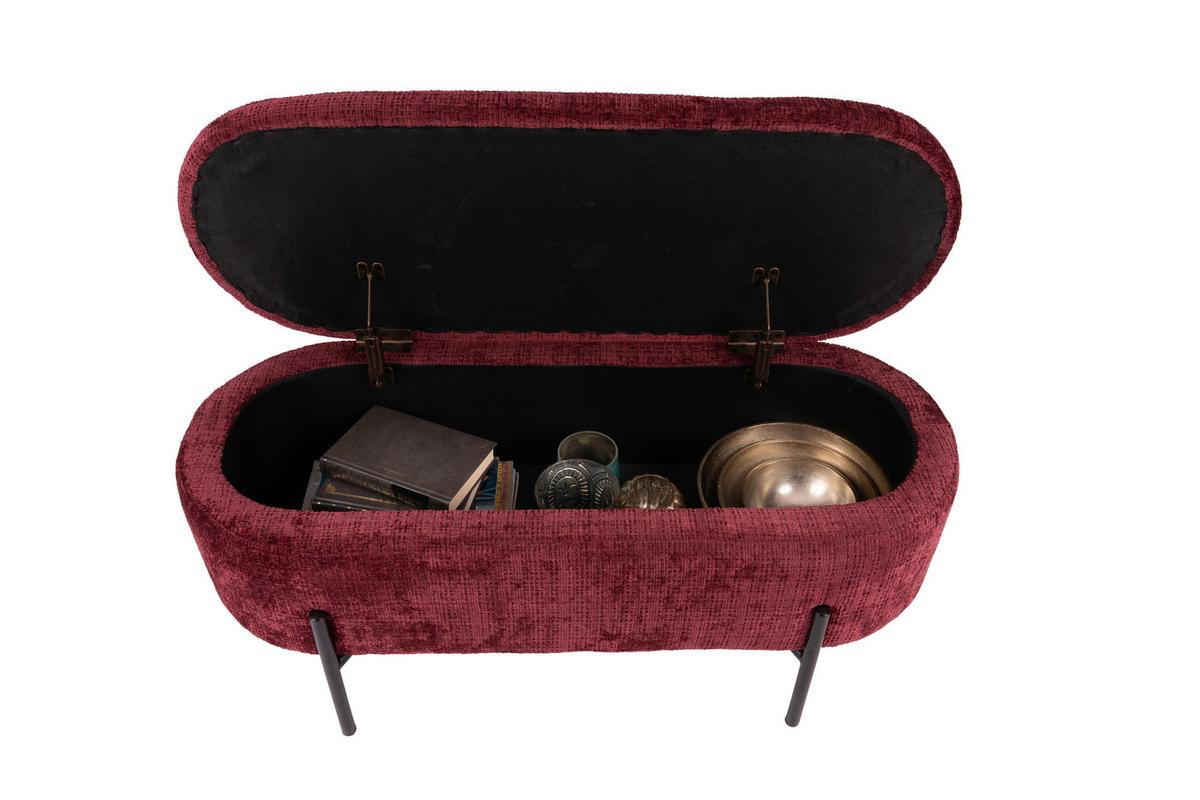 Hockerbank B412828-5 Carla - Schwarz/Dunkelrot, Design, Textil/Metall (95/36/43cm) - Globo