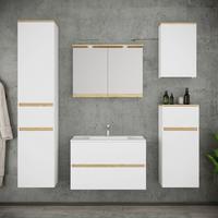 Badezimmer Cosila - Honigeiche/Weiss, Trend, Keramik/Holzwerkstoff (161cm) - MID.YOU