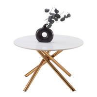 Măsuță de cafea MARBELLA - alb/auriu, Modern, ceramică/metal (70/70/44cm) - Premium Living