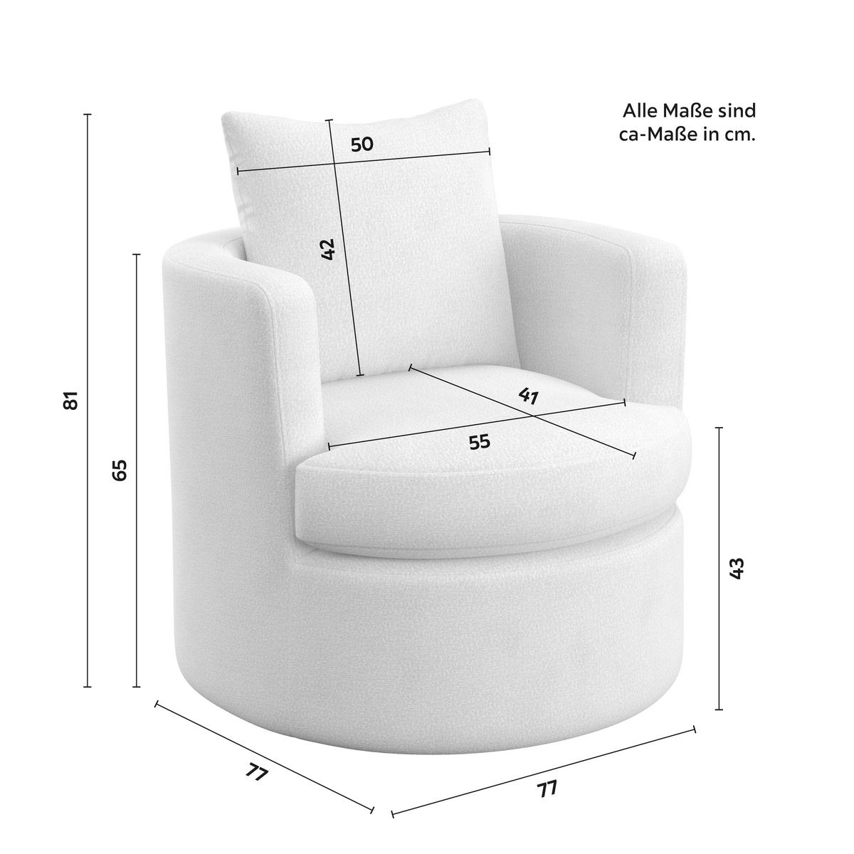 Relax Fotel Marieta - fehér, Modern, textil/fa (77/81/77cm) - Bessagi Home