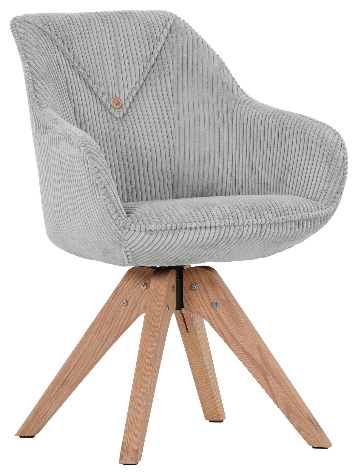 KRZESŁO Z PODŁOKIETNIKAMI EASY - kolor naturalny/jasnoszary, Konventionell, tkanina/drewno (60/83/65cm) - Landscape