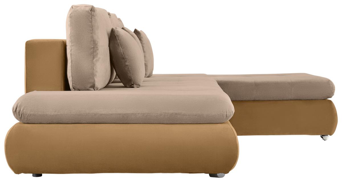 Wohnlandschaft Enrico Beige - Chromfarben/Beige, KONVENTIONELL, Kunststoff/Textil (303/88/185cm) - Mömax