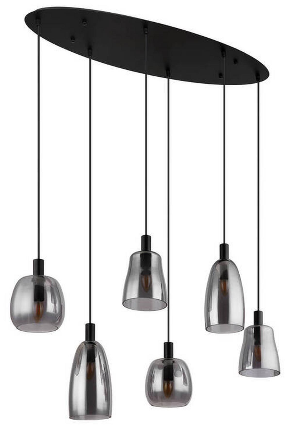 Svjetiljka Viseća 15789-6hb - crna, Design, staklo/metal (97/32,5/130cm) - Globo
