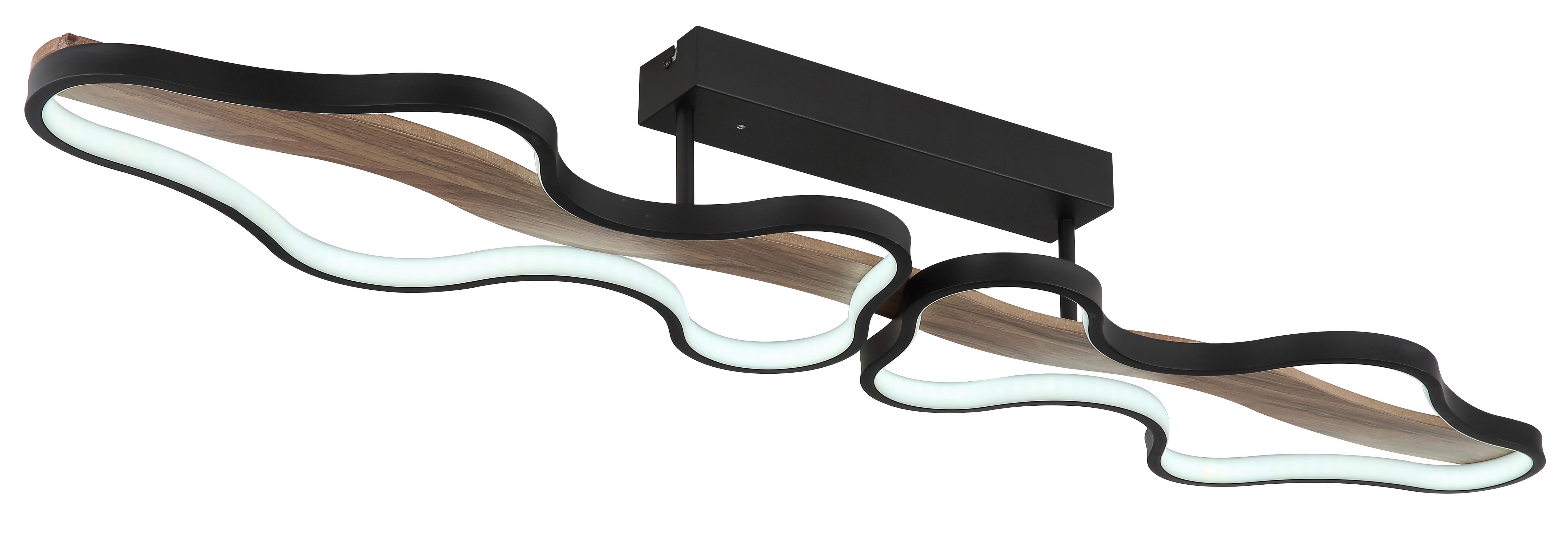 LED-Deckenleuchte Bezzy Opal/Dunkelbraun max. 36 Watt - Dunkelbraun/Opal, Design, Holz/Kunststoff (112/25,5/15cm) - Globo