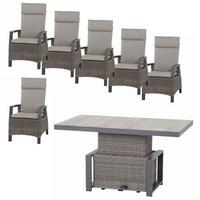 Loungegarnitur Corido 7-tlg. Grau - Grau, Basics, Keramik/Kunststoff (72/103/93cm) - Siena Garden