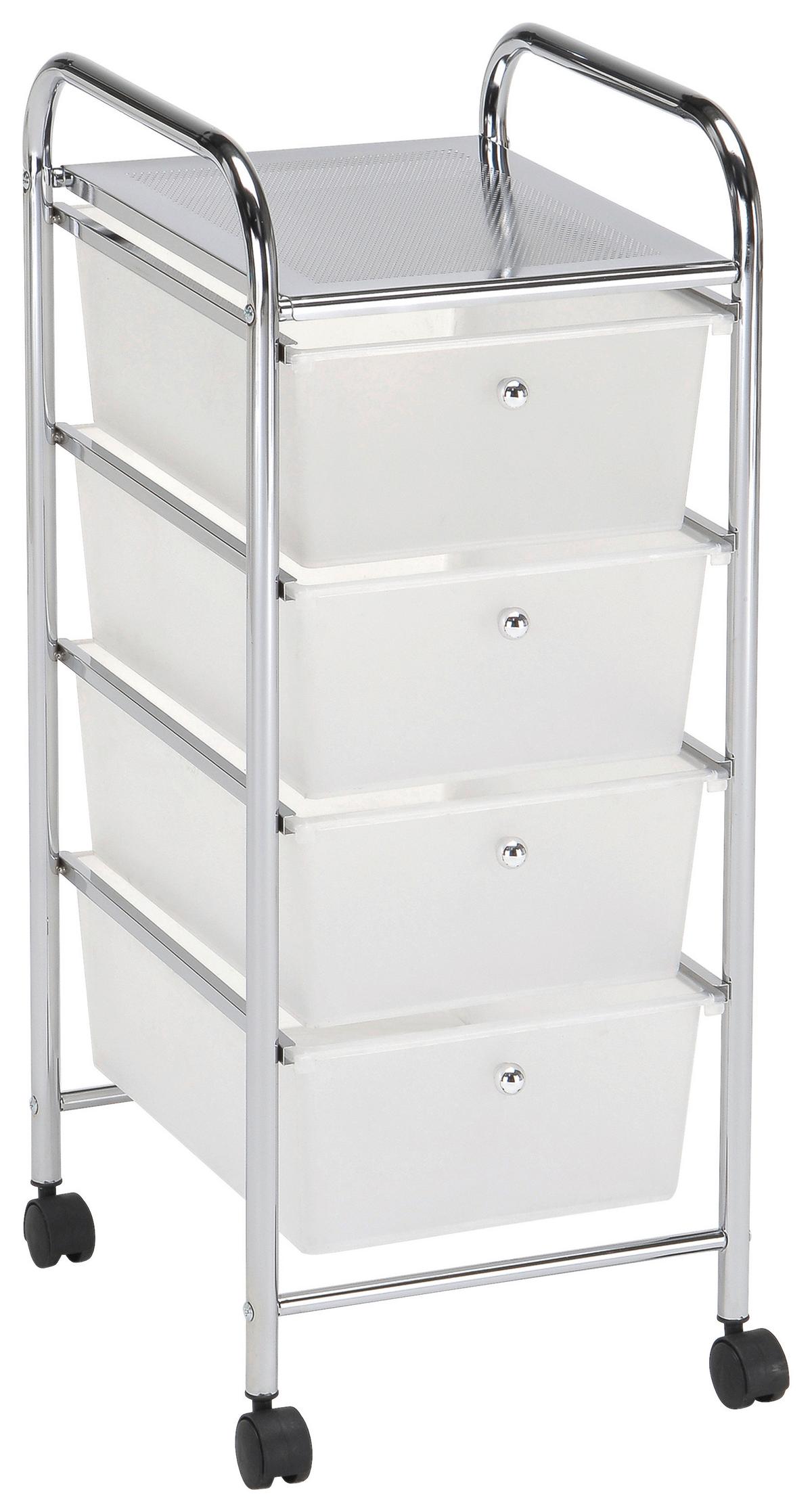 Cărucior de servit Pauli - alb/culoare crom, Modern, plastic/metal (33/82/39cm) - Based