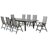 Vrtni Set Carrara, 9-Delni, Aluminij - srebrne barve/rjava, Moderno, kovina/tekstil - Gardenson