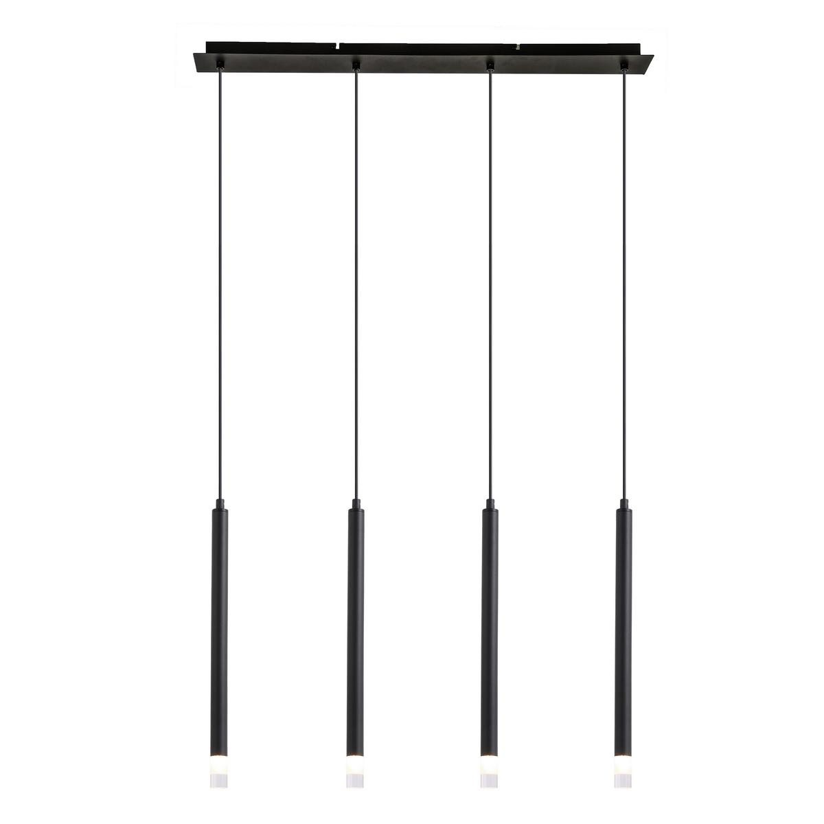 Függőlámpa Simpl 4 Égős - fekete/átlátszó, Modern, műanyag/fém (76/8/120cm) - Mömax